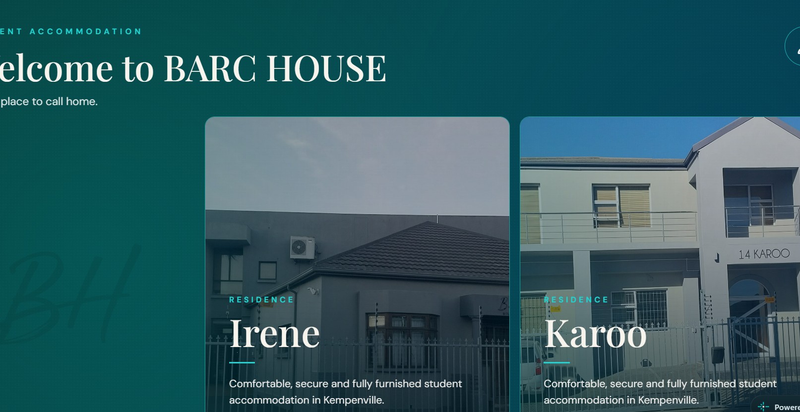 Barc House student accommodation website preview